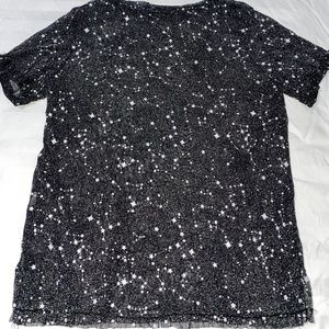 Black mesh shirt with sparkly star detailing